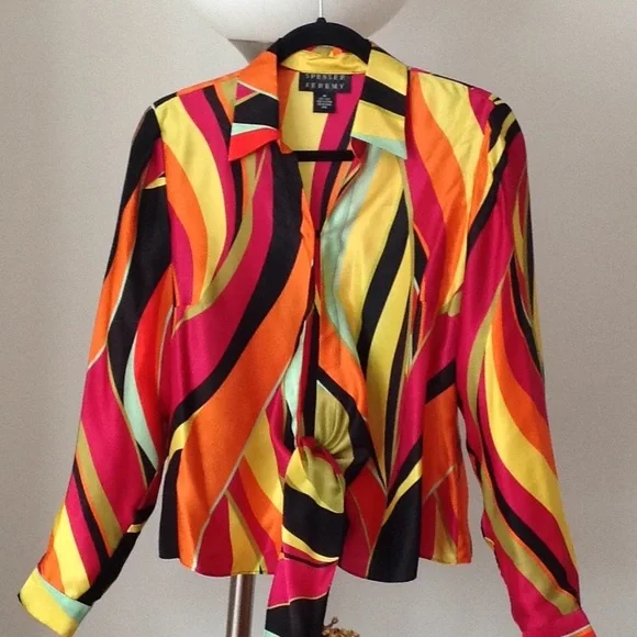 🖤💛❤️ 'Spencer Jeremy' - 100% Silk Vintage Shirt - Picture 5 of 6